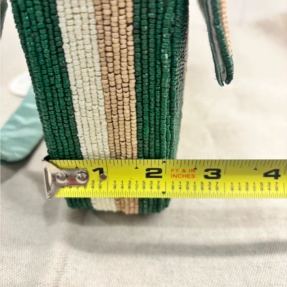 Altar'd State Beaded Shoulder Bag - Green and Beige Striped - Boho - Picture 11 of 12